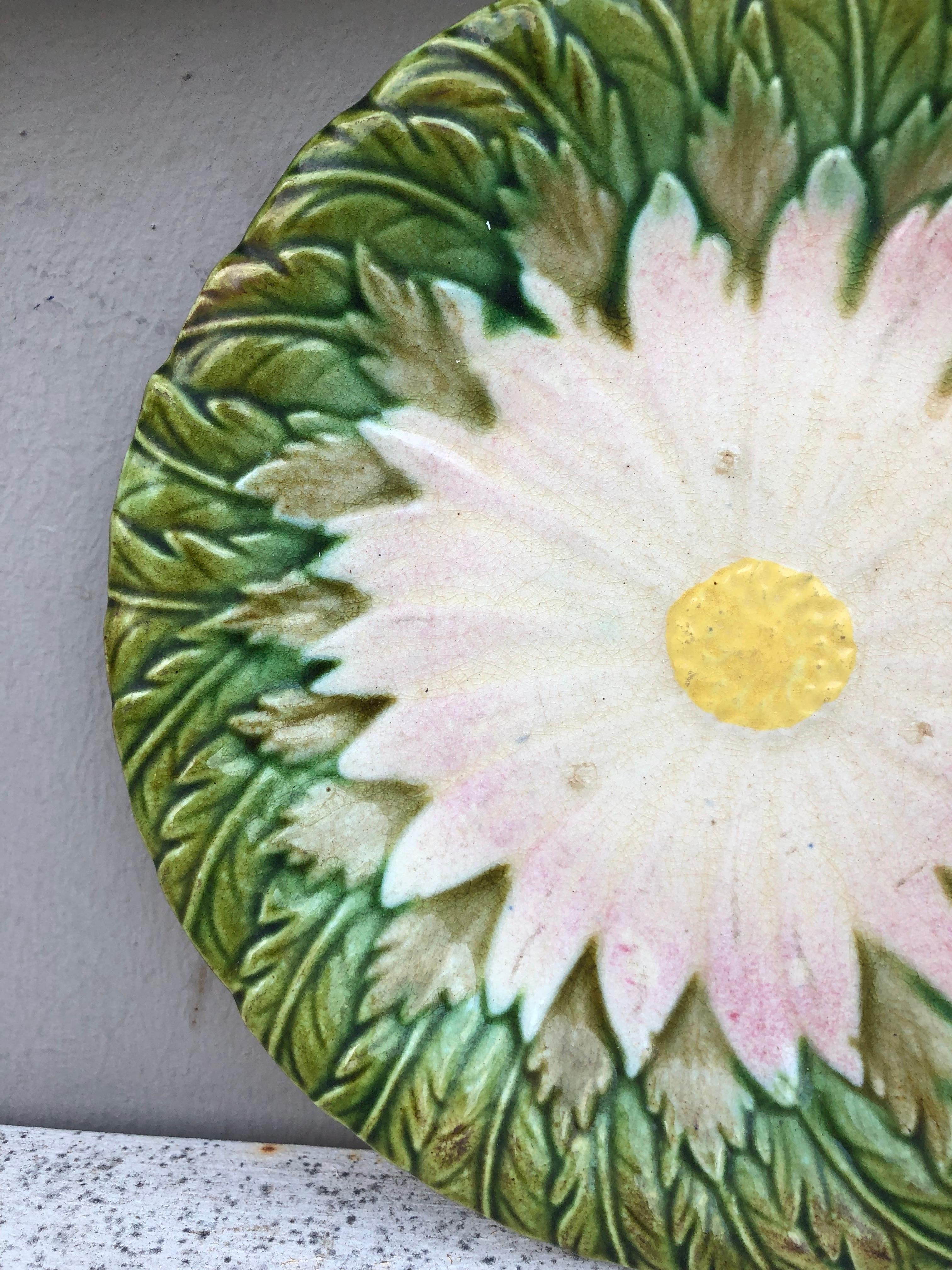 Art Nouveau French Majolica Daisy Plate Orchies, circa 1880
