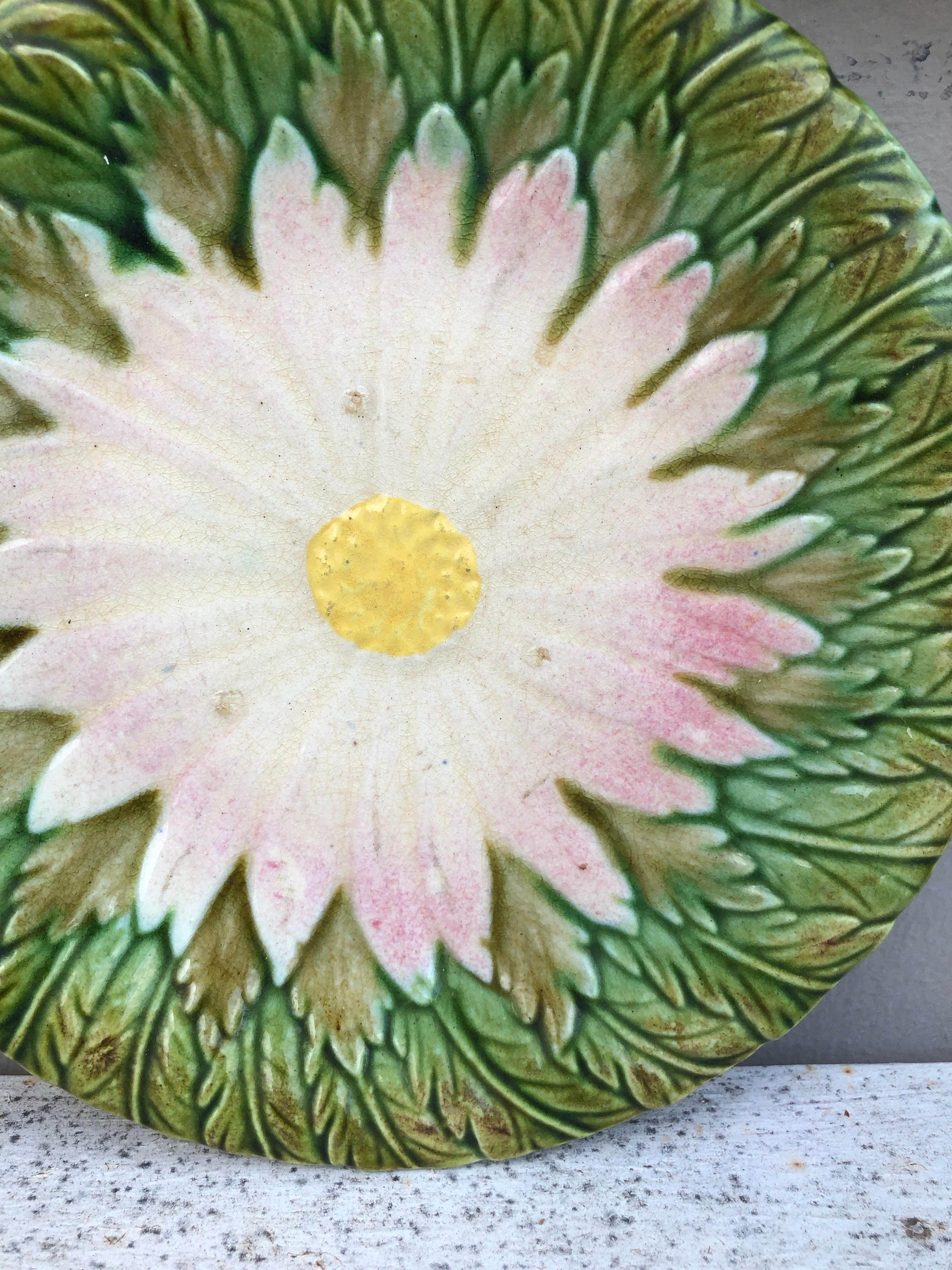 French Majolica Daisy Plate Orchies, circa 1880 In Good Condition In Austin, TX
