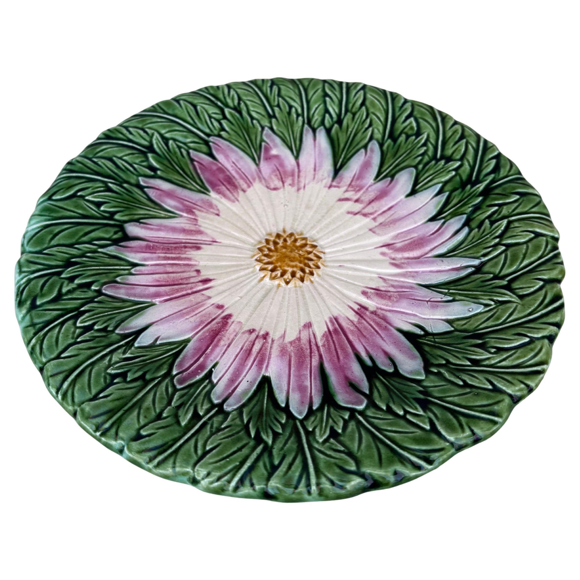 French Majolica daisy plate Orchies unsigned, circa 1890.