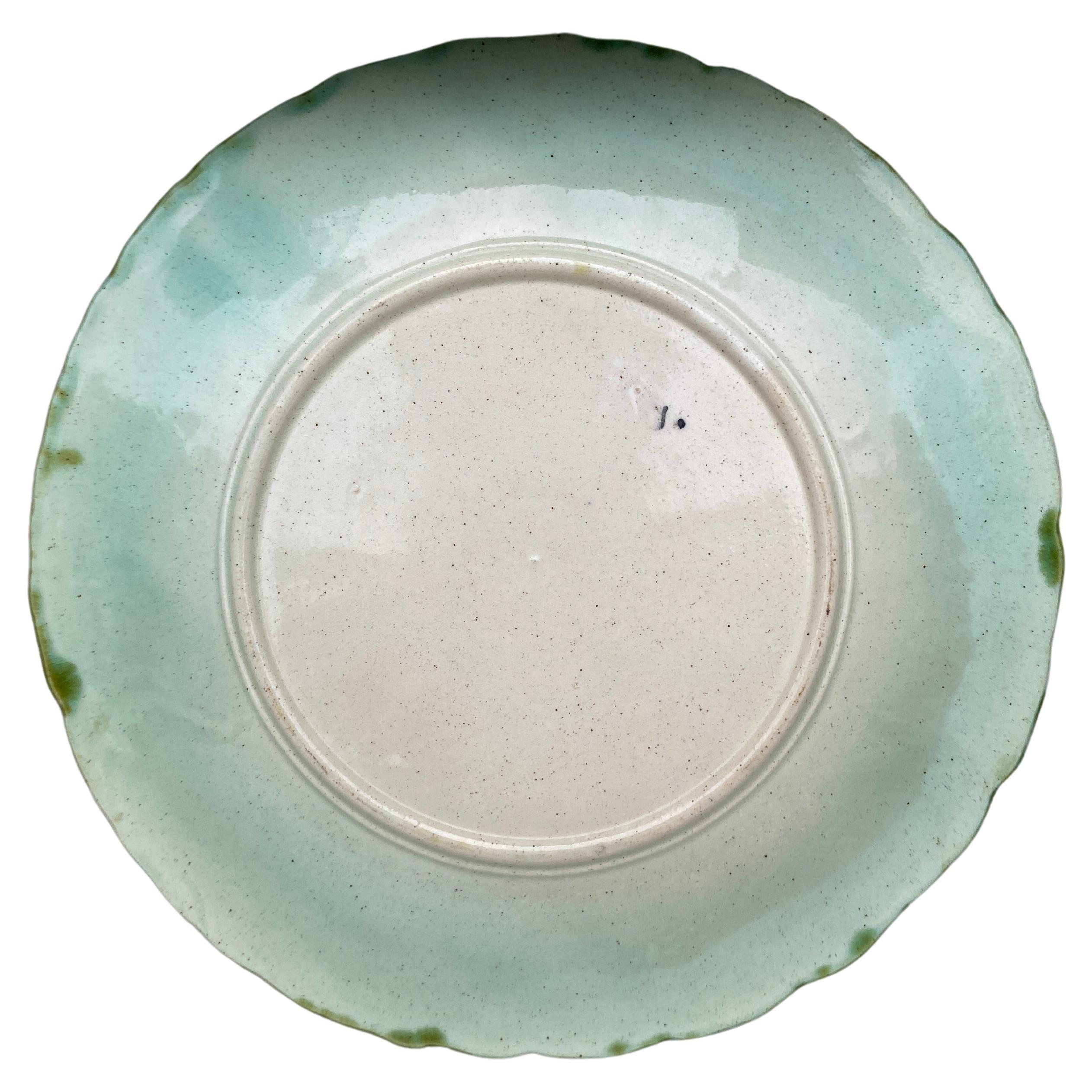 Art Nouveau French Majolica Daisy Plate Orchies, circa 1890 For Sale