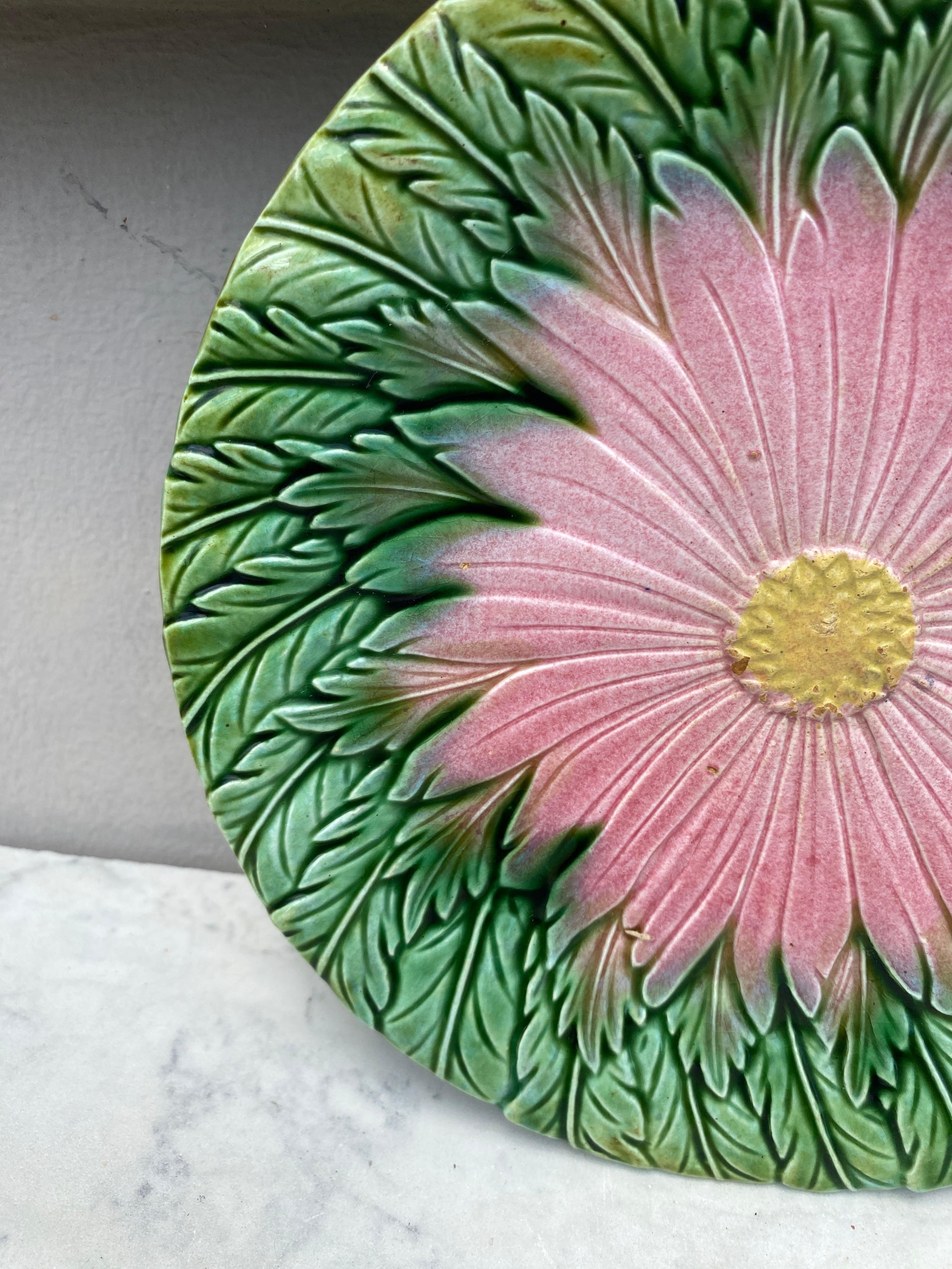 Orquídeas de plato de mayólica francesa, hacia 1890 Art Nouveau