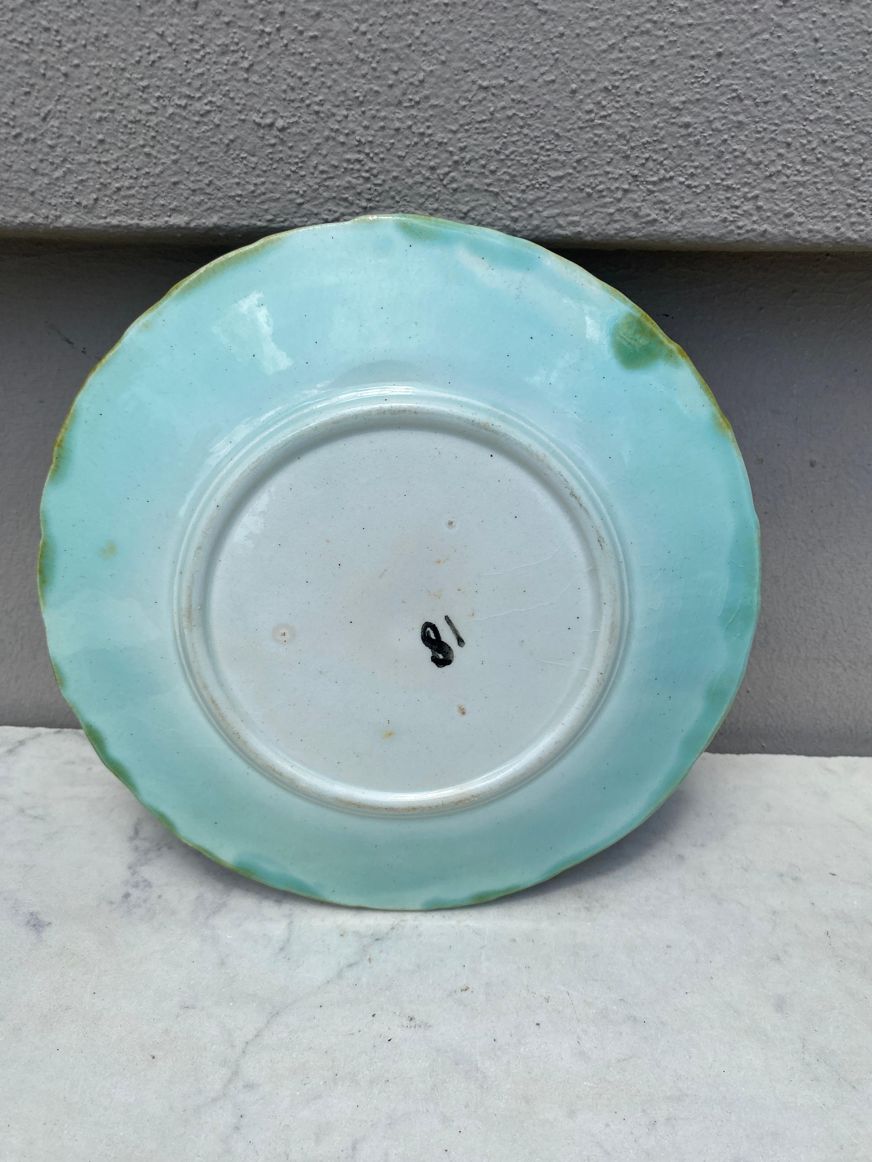 Art Nouveau French Majolica Daisy Plate Orchies, circa 1890