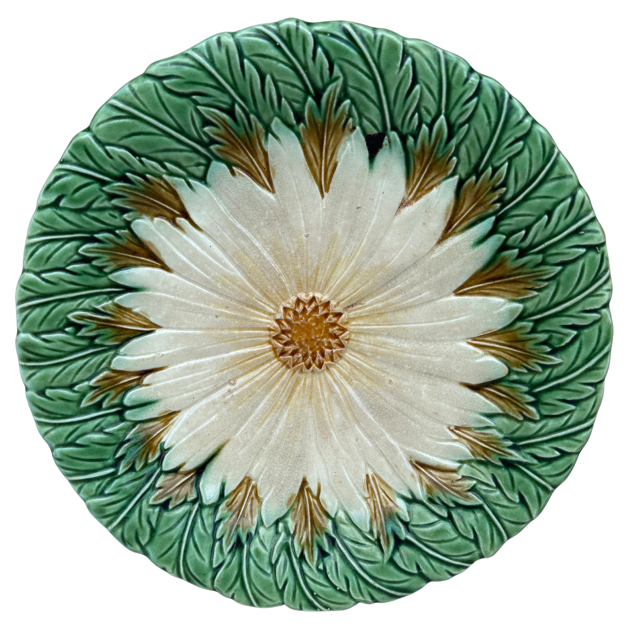 French Majolica Daisy Plate Orchies, circa 1890