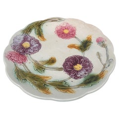French Majolica Dalhias Plate Orchies, circa 1900