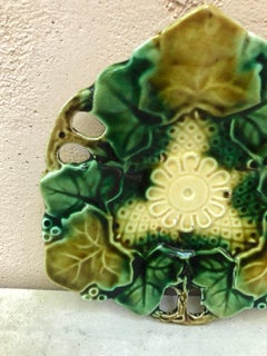 French Majolica Dish Leaf, Circa 1890