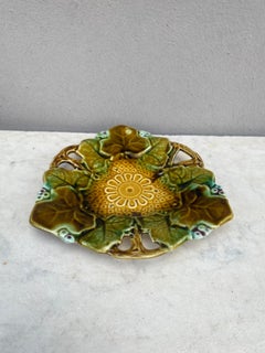 French Majolica Dish Leaf, Circa 1890