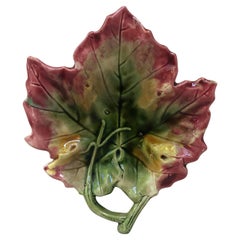 French Majolica Dish Leaf, circa 1890