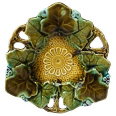 French Majolica Dish Leaf, Circa 1890