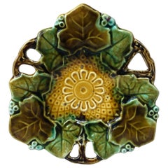 French Majolica Dish Leaf, Circa 1890
