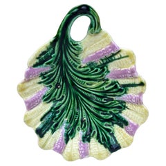 French Majolica Dish Leaf, circa 1890