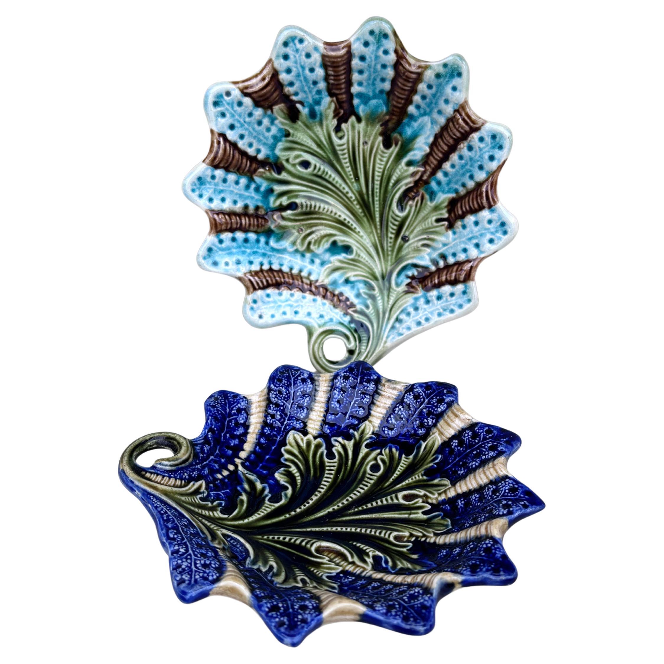 Late 19th Century French Majolica Dish Leaf Nimy Les Mons, circa 1890