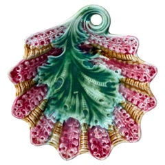 French Majolica Dish Leaf Onnaing, circa 1890