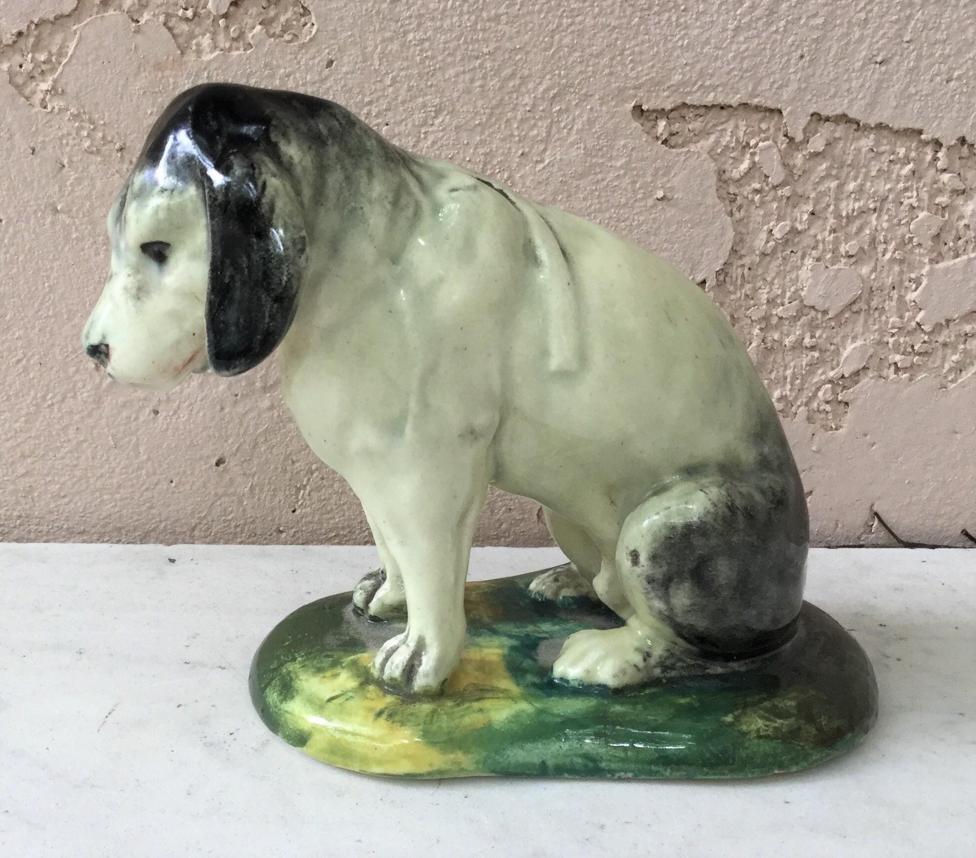 Ceramic French Majolica Dog Pitcher, circa 1900