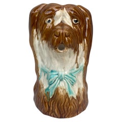 French Majolica Dog Pitcher, circa 1900