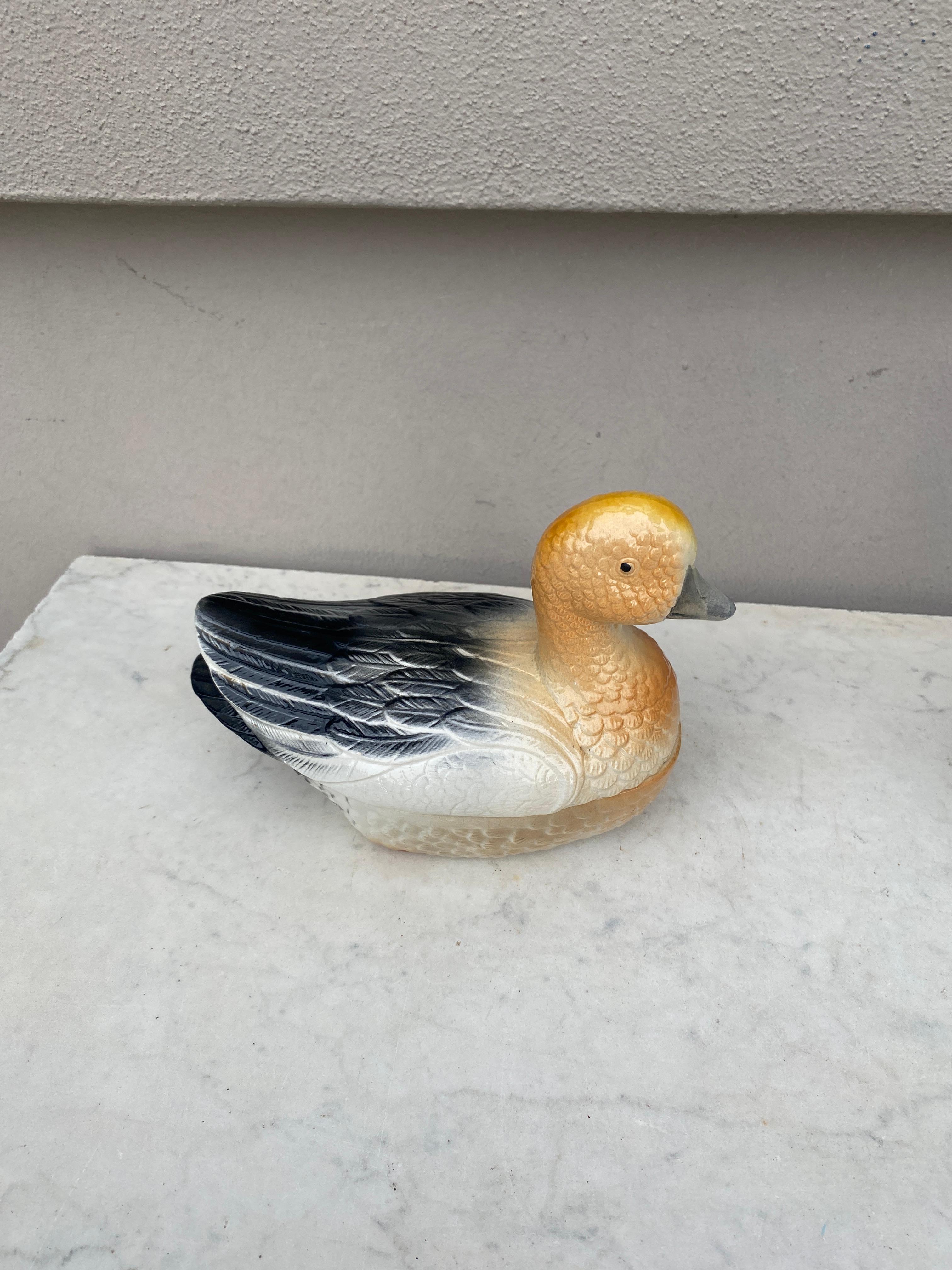 French Majolica Duck Tureen, circa 1950 In Good Condition In Austin, TX