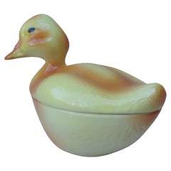 French Majolica Duckling Tureen Caugant circa 1950