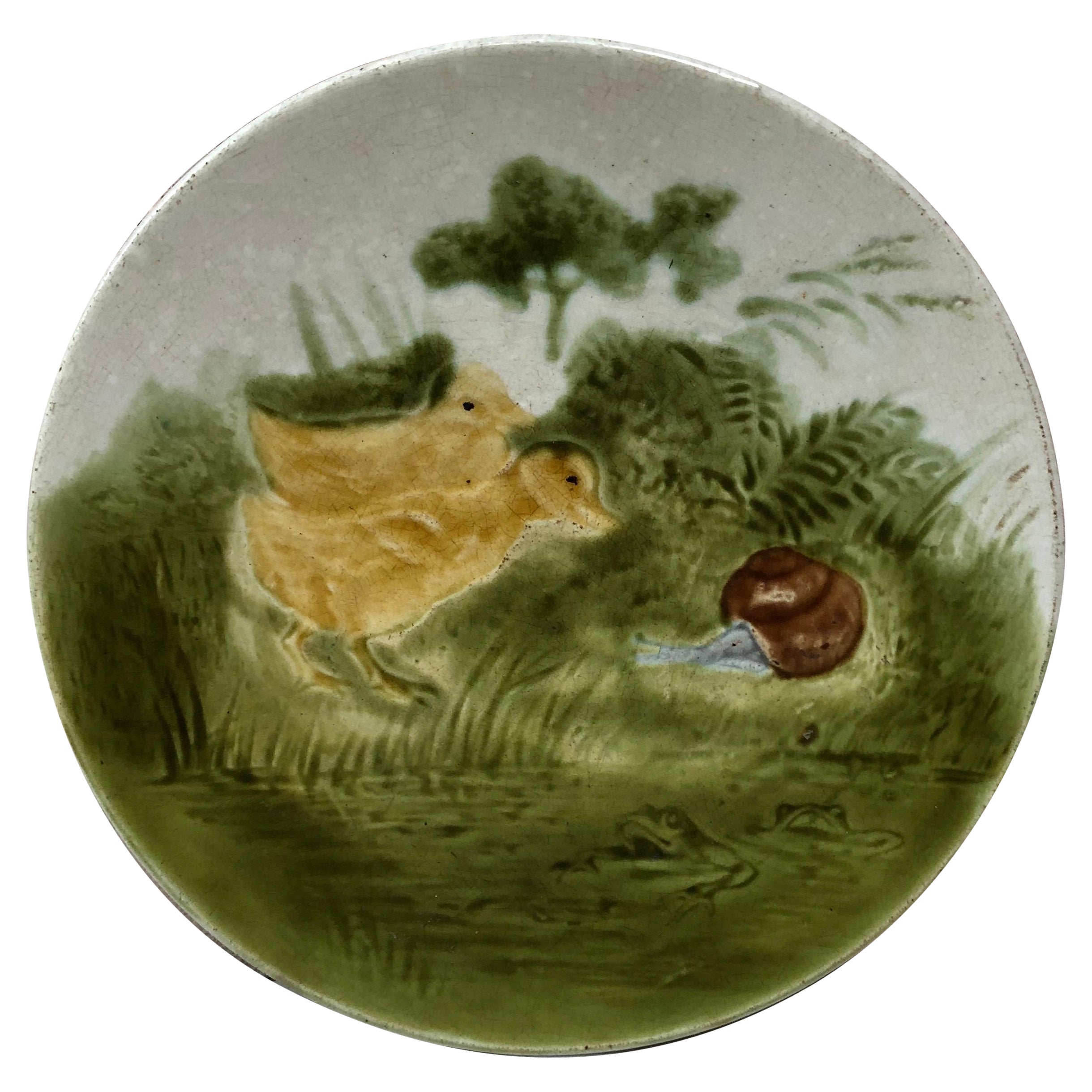 Sarreguemines Französische Majolika-Enten mit Schneckenschliff, um 1890