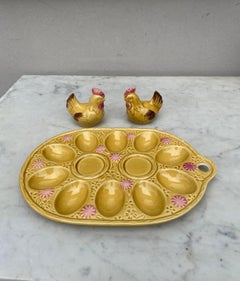 French Majolica Egg Platter Vallauris, Circa 1950