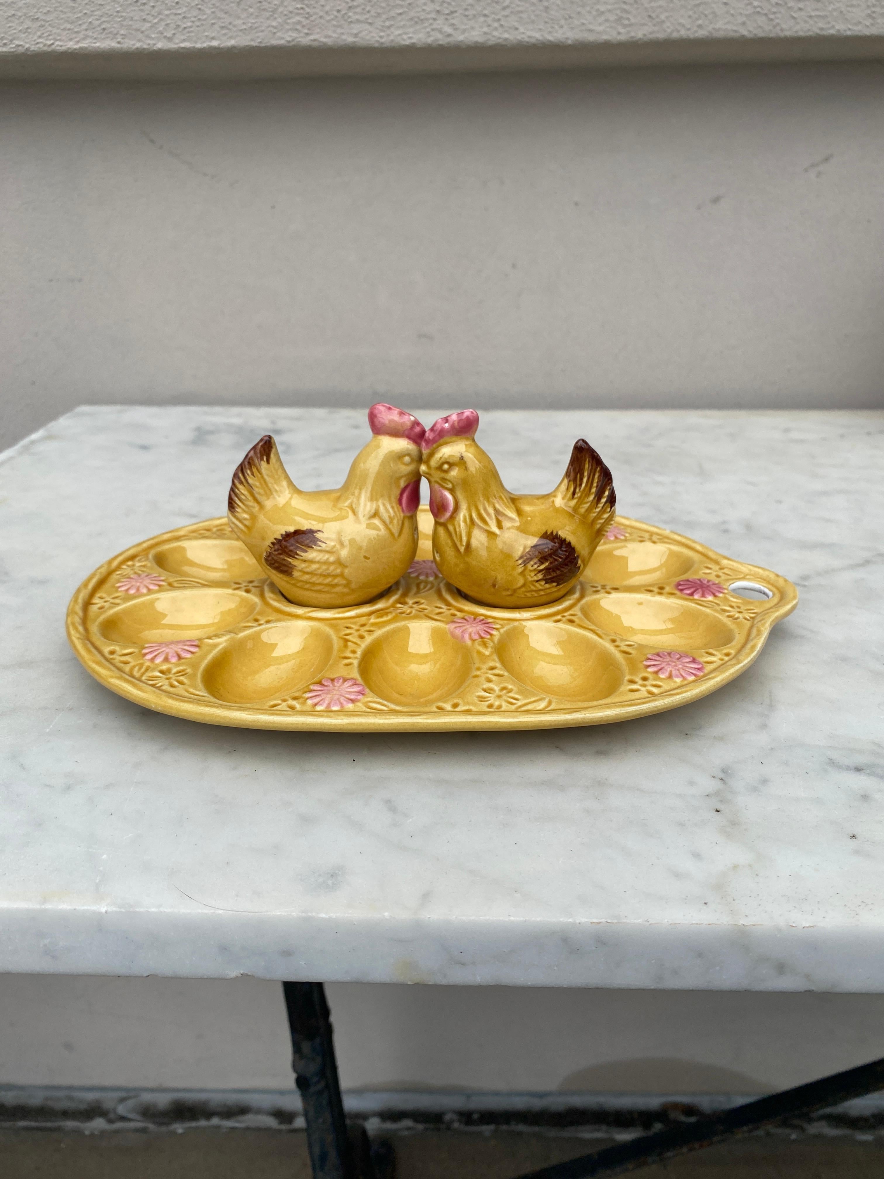 vintage deviled egg plate with salt and pepper shakers