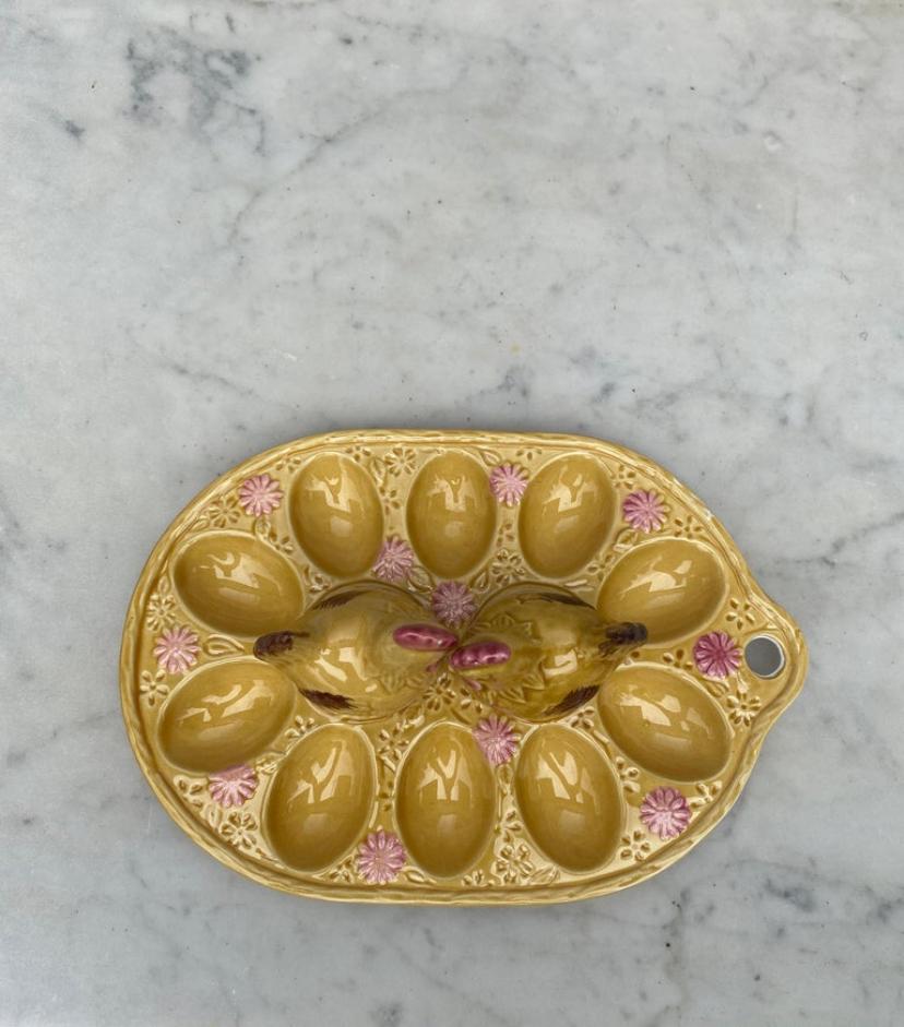 French Majolica Egg Platter Vallauris, Circa 1950 In Good Condition For Sale In Austin, TX