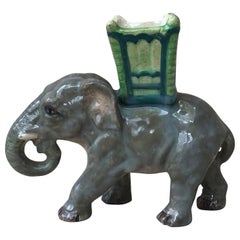 Antique French Majolica Elephant Delphin Massier, circa 1890