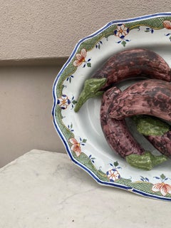 French Majolica Faience Trompe L'oeil Eggplant Platter Circa 1900