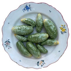 Assiette à cornichons en faïence de Majolique française en trompe l'oeil, vers 1900