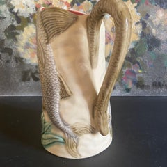 French Majolica Fish Pitcher, 1930s