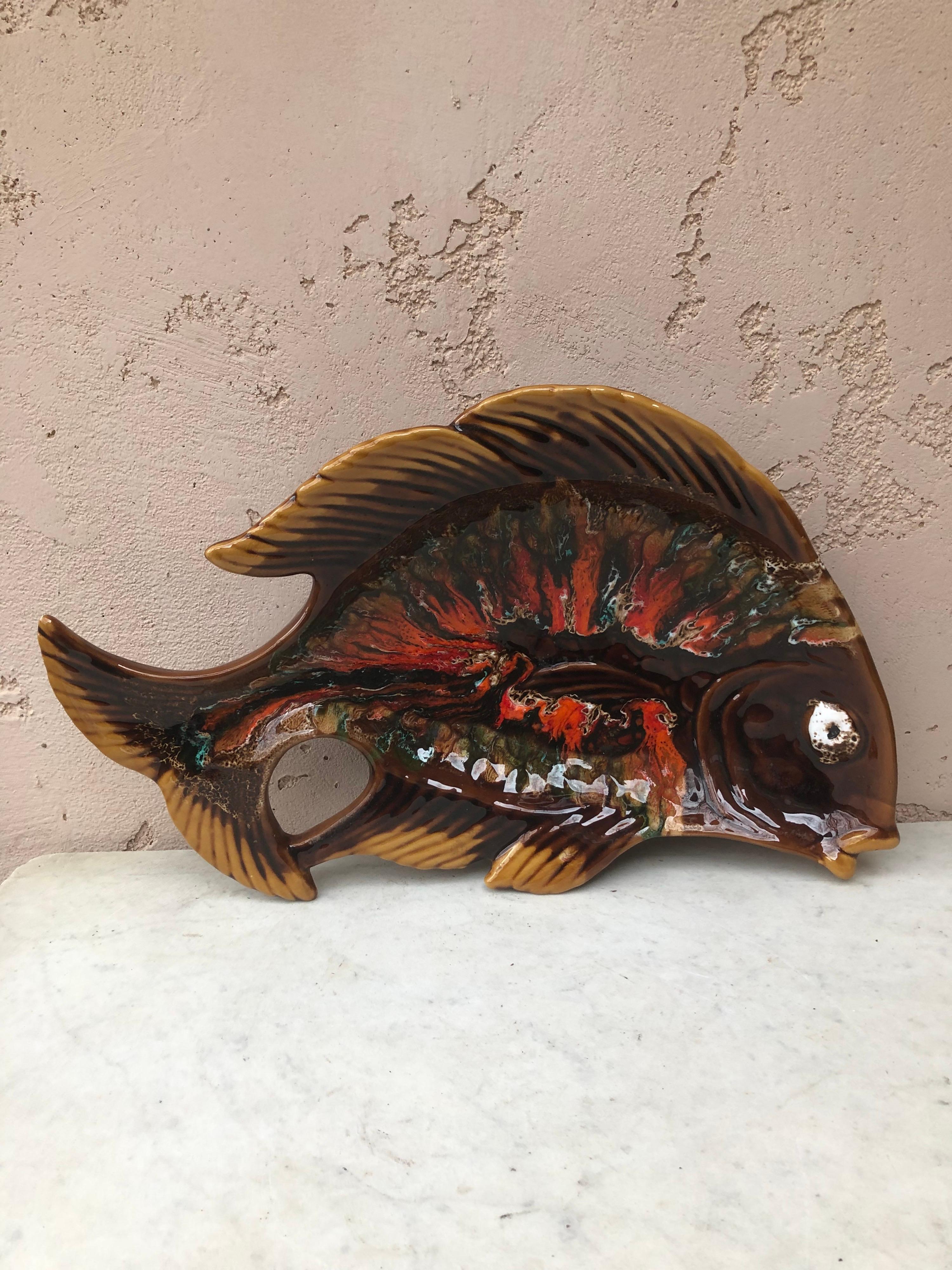 Ceramic French Majolica Fish Platter Vallauris, Circa 1950