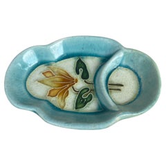 French Majolica Flower Butter Pat, circa 1880