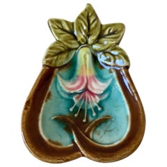 French Majolica Flower Butter Pat, circa 1880