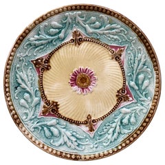 French Majolica Flower Plate, circa 1890