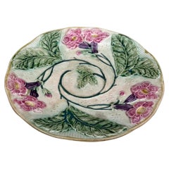 French Majolica Flowers Plate Circa 1890