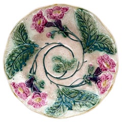 French Majolica Flowers Plate Circa 1890