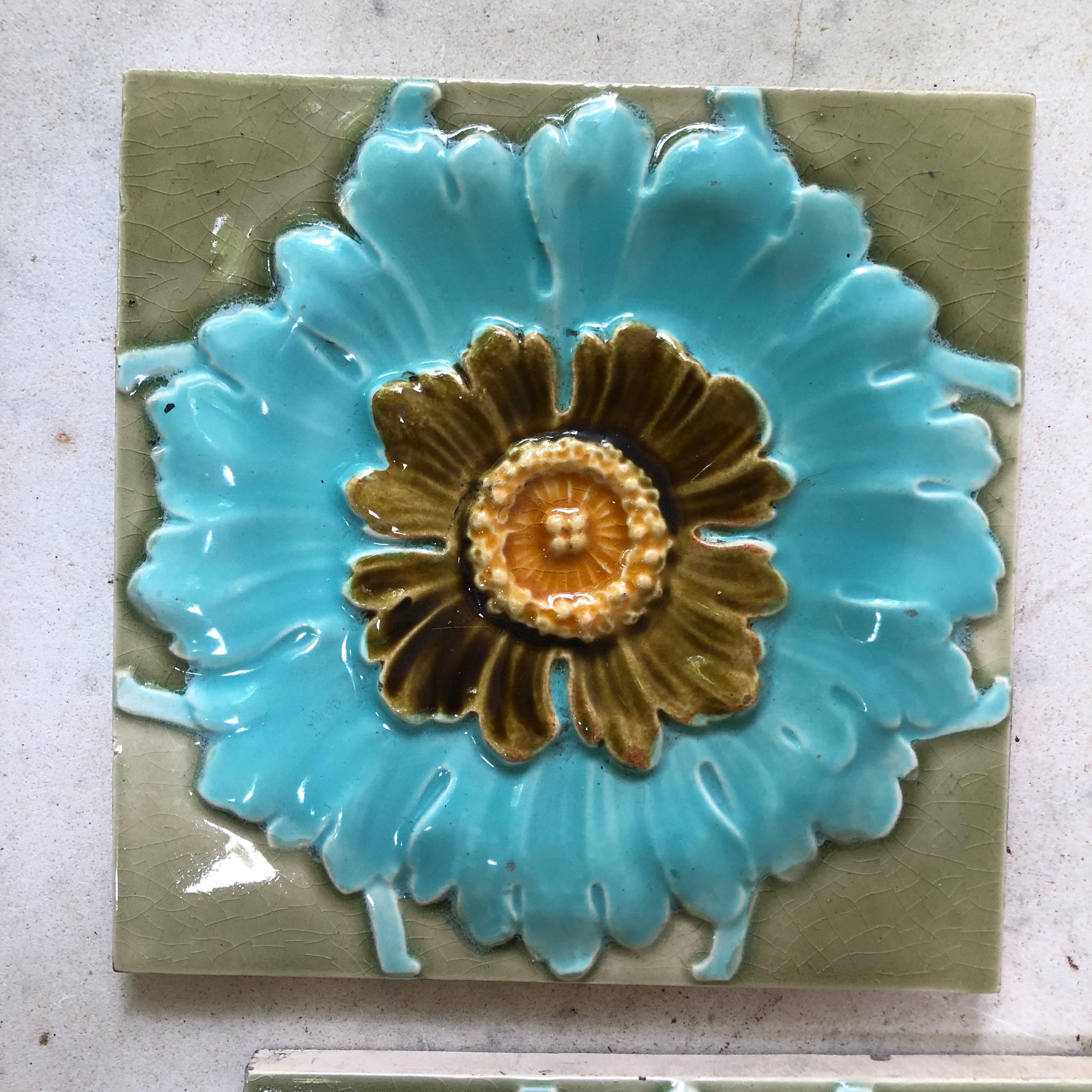 French Majolica flowers tile, circa 1890.
6' by 6