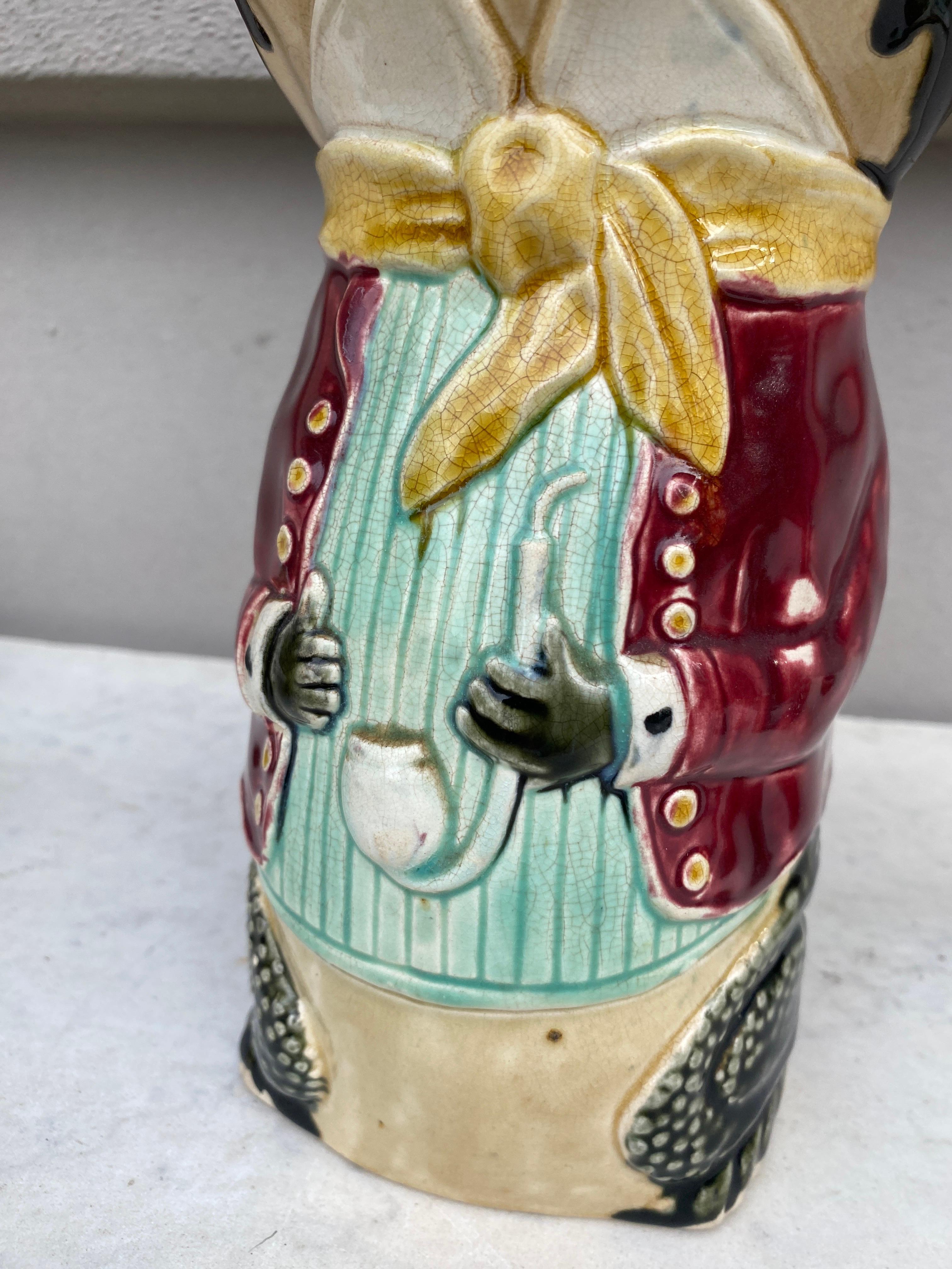 French Majolica Frog Pitcher Fives Lille, circa 1890 For Sale 1