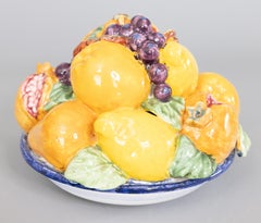 French Majolica Fruit Bowl Arrangement Table Centerpiece, circa 1950