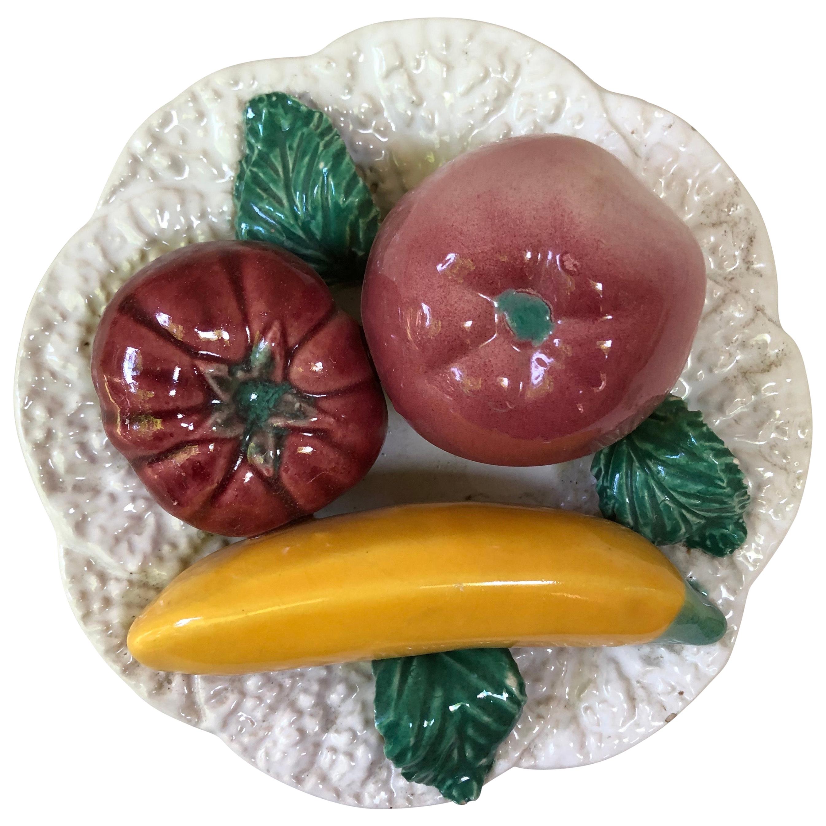 French Majolica Fruits Platter, circa 1950 For Sale