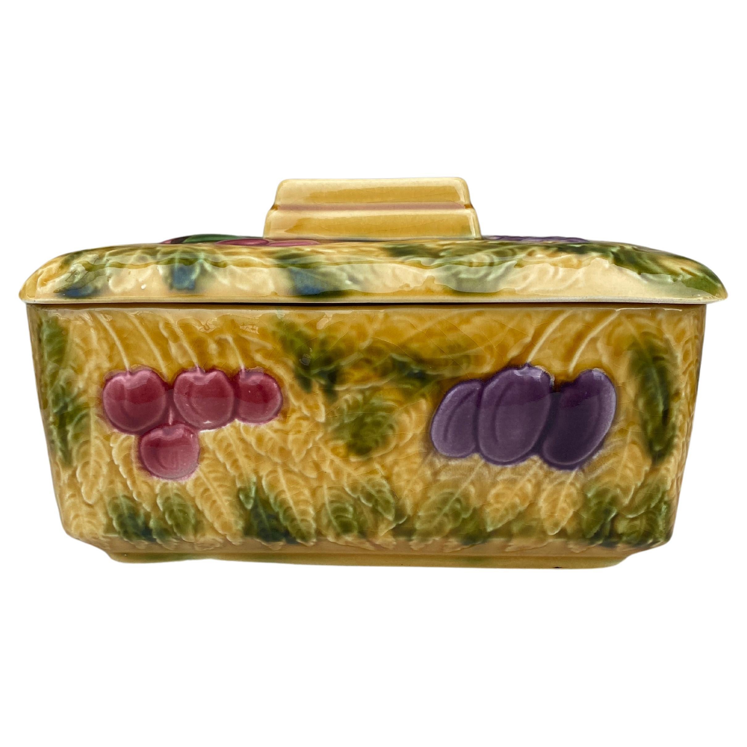 French Majolica Fruits Tureen Sarreguemines, circa 1950 For Sale