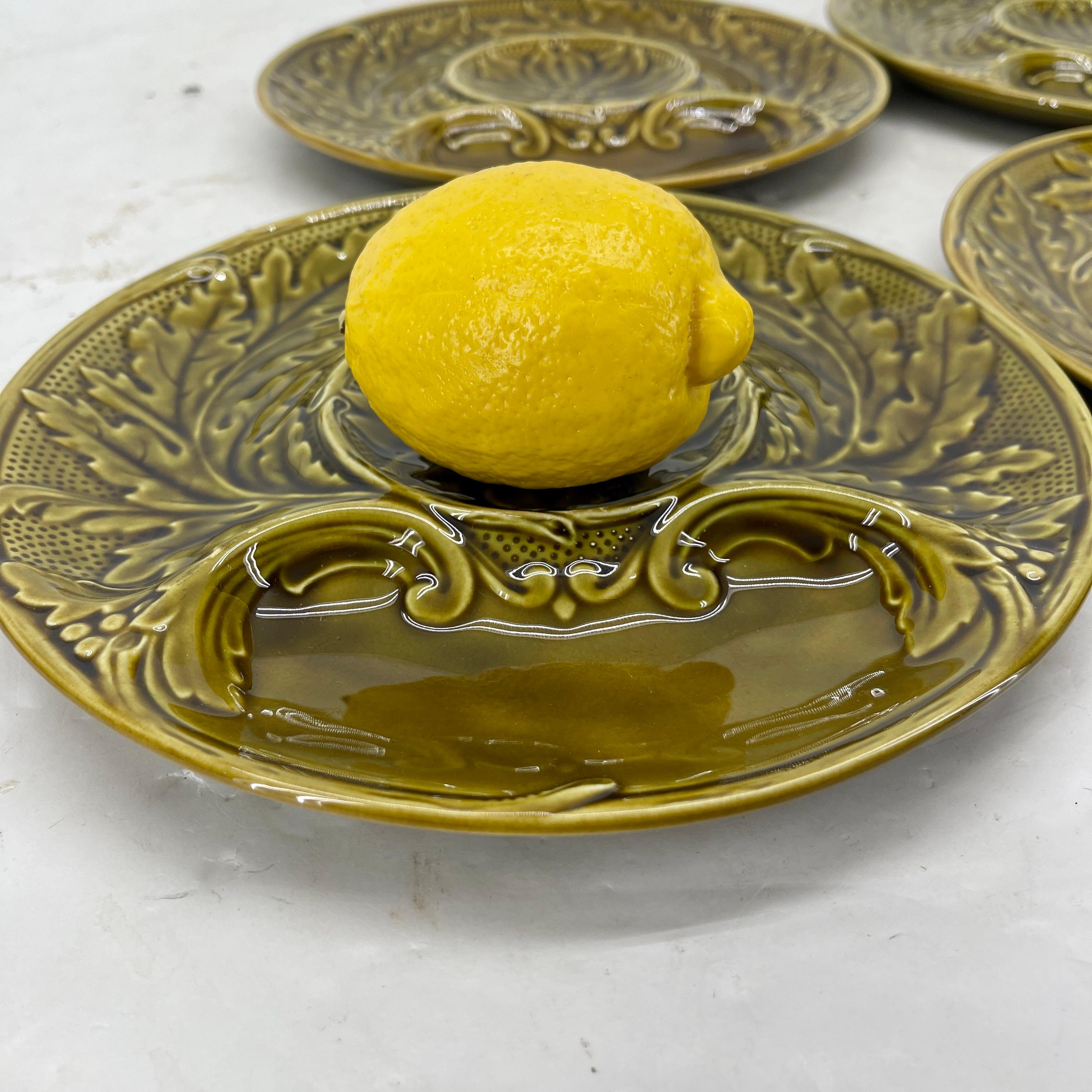 French Majolica Gien Porcelain Artichoke Plates, Set of 4 For Sale at ...