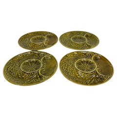 French Majolica Gien Porcelain Artichoke Plates, Set of 4