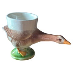 Französische Majolika Gänseeierbecher Sarreguemines CIRCA 1920