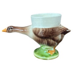 Französische Majolika Gänseeierbecher Sarreguemines CIRCA 1920