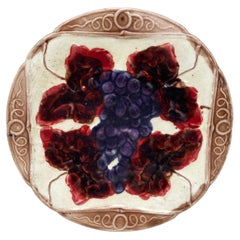 Antique French Majolica Grapes Plate Orchies, circa 1900