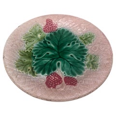 French Majolica Grapes Plate Salins, Circa 1890