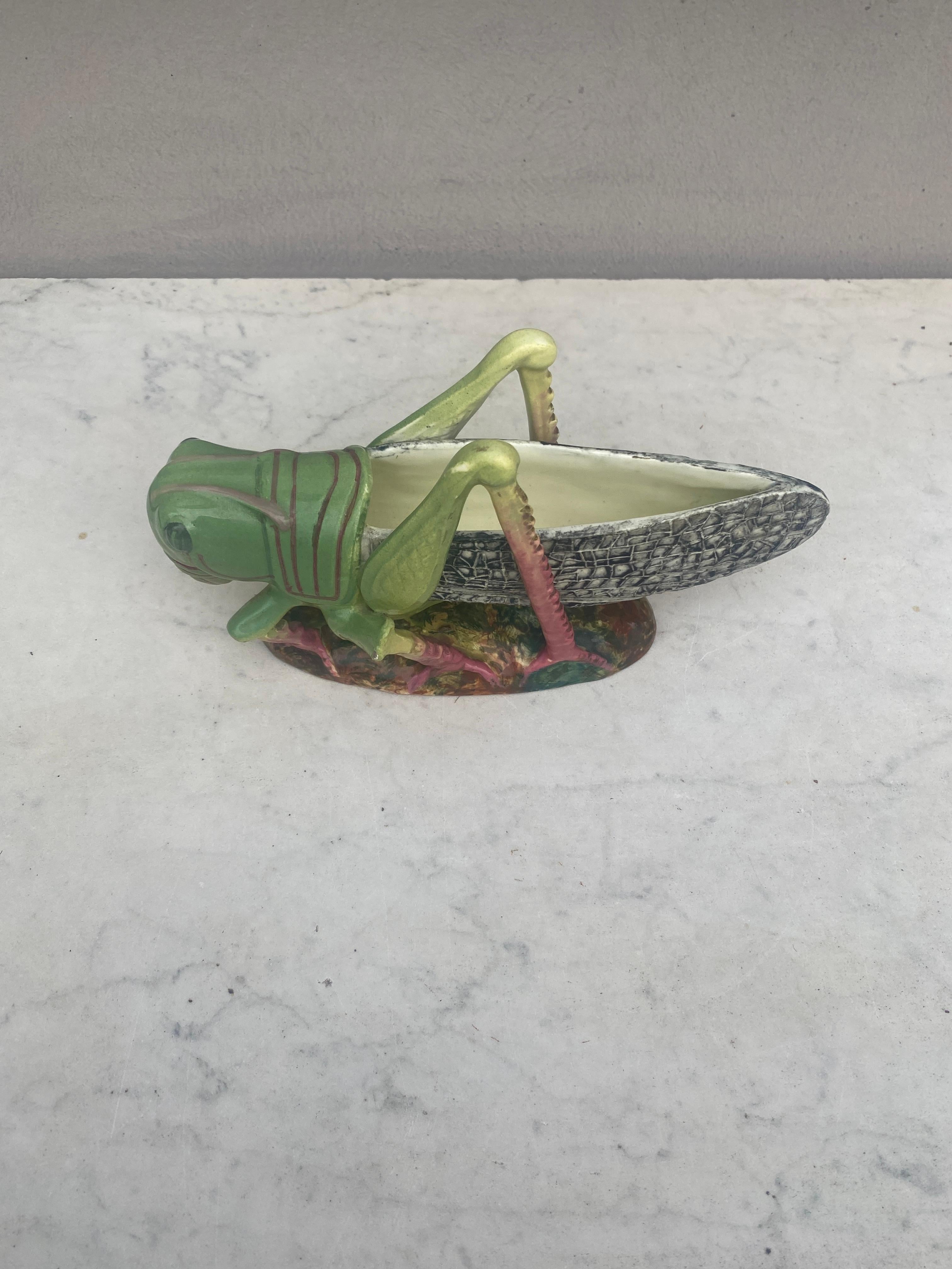 Art Nouveau French Majolica Grasshopper Jardinière Vallauris Circa 1920