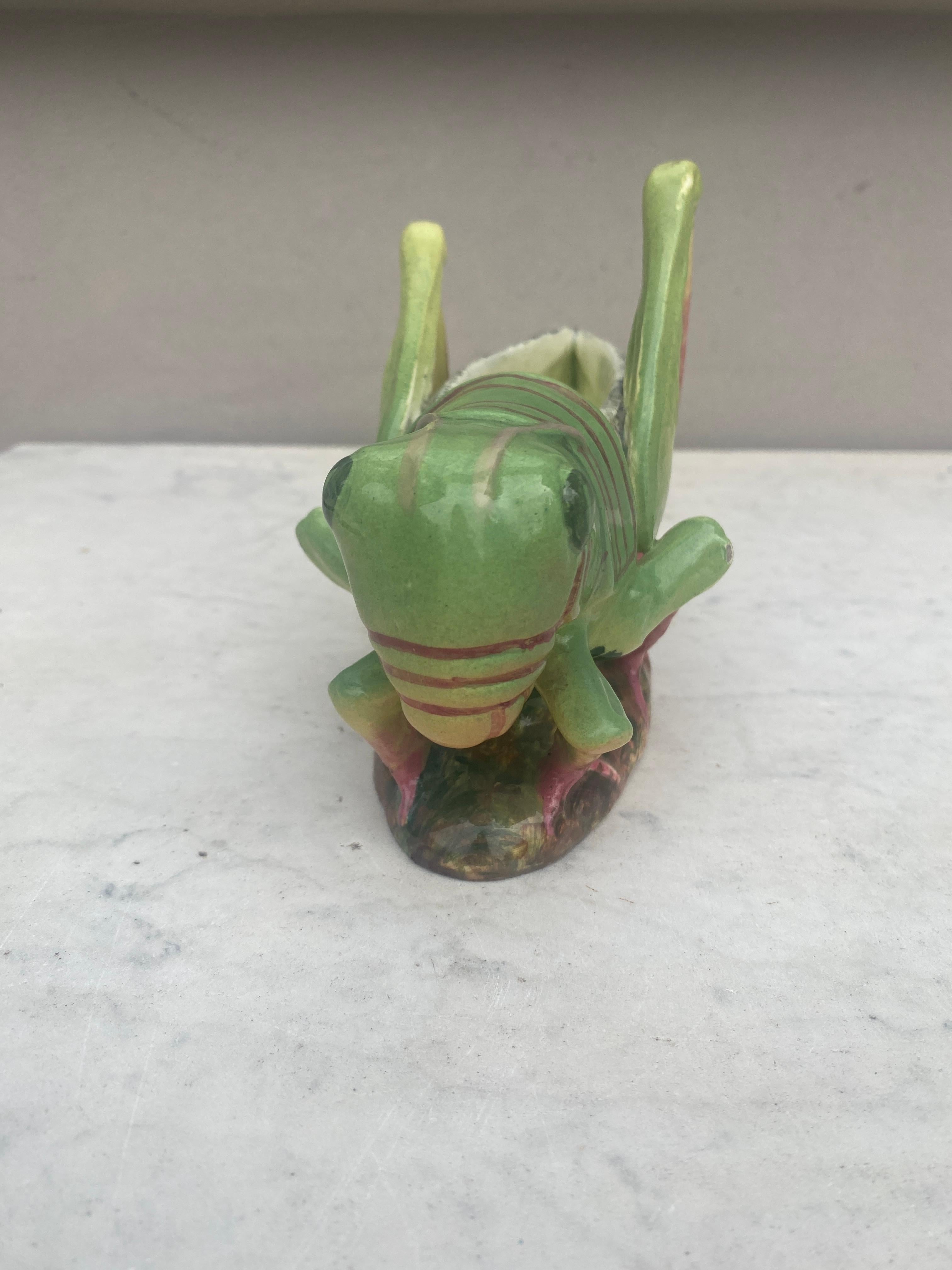 Early 20th Century French Majolica Grasshopper Jardinière Vallauris Circa 1920