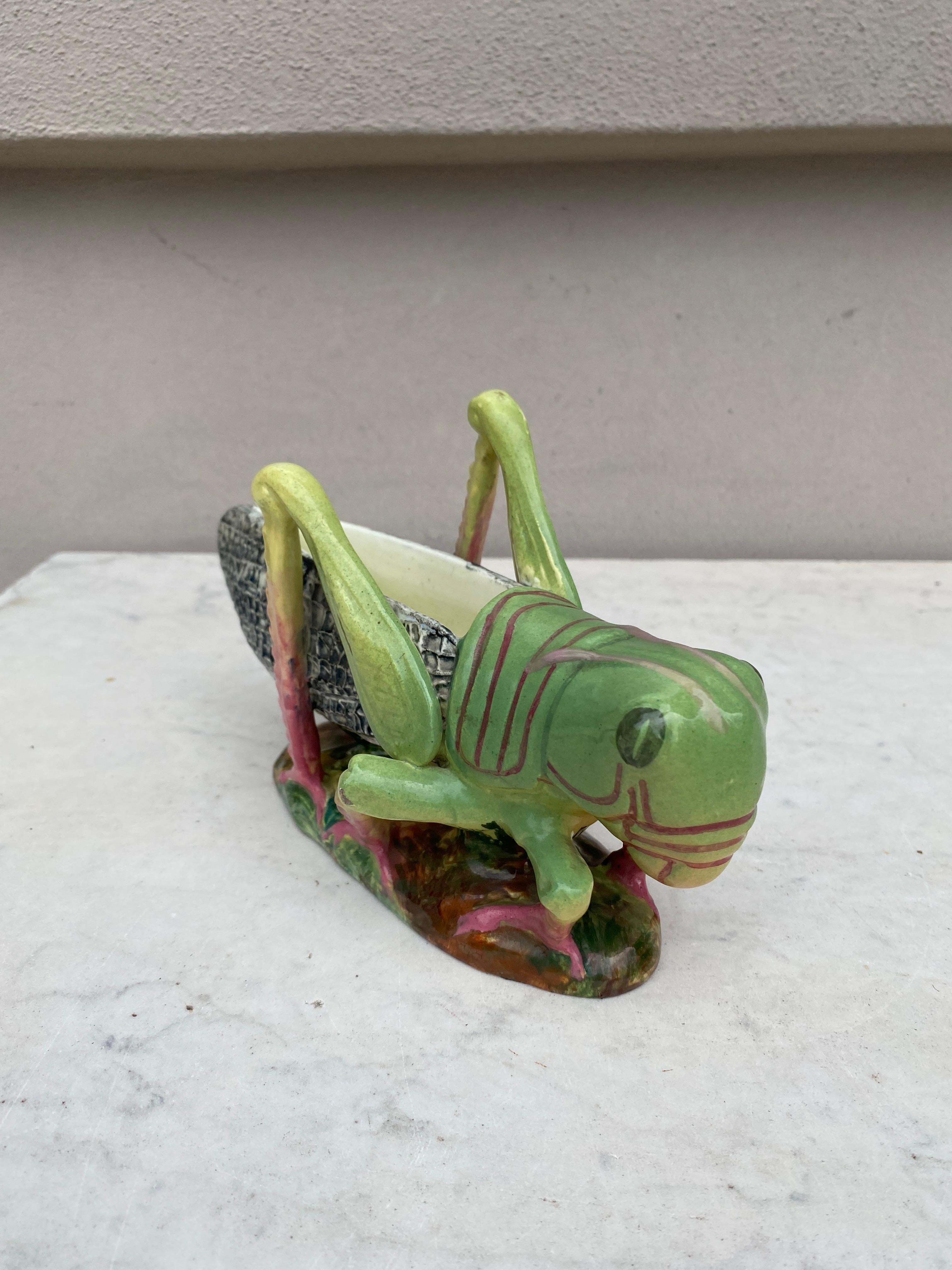 Ceramic French Majolica Grasshopper Jardinière Vallauris Circa 1920