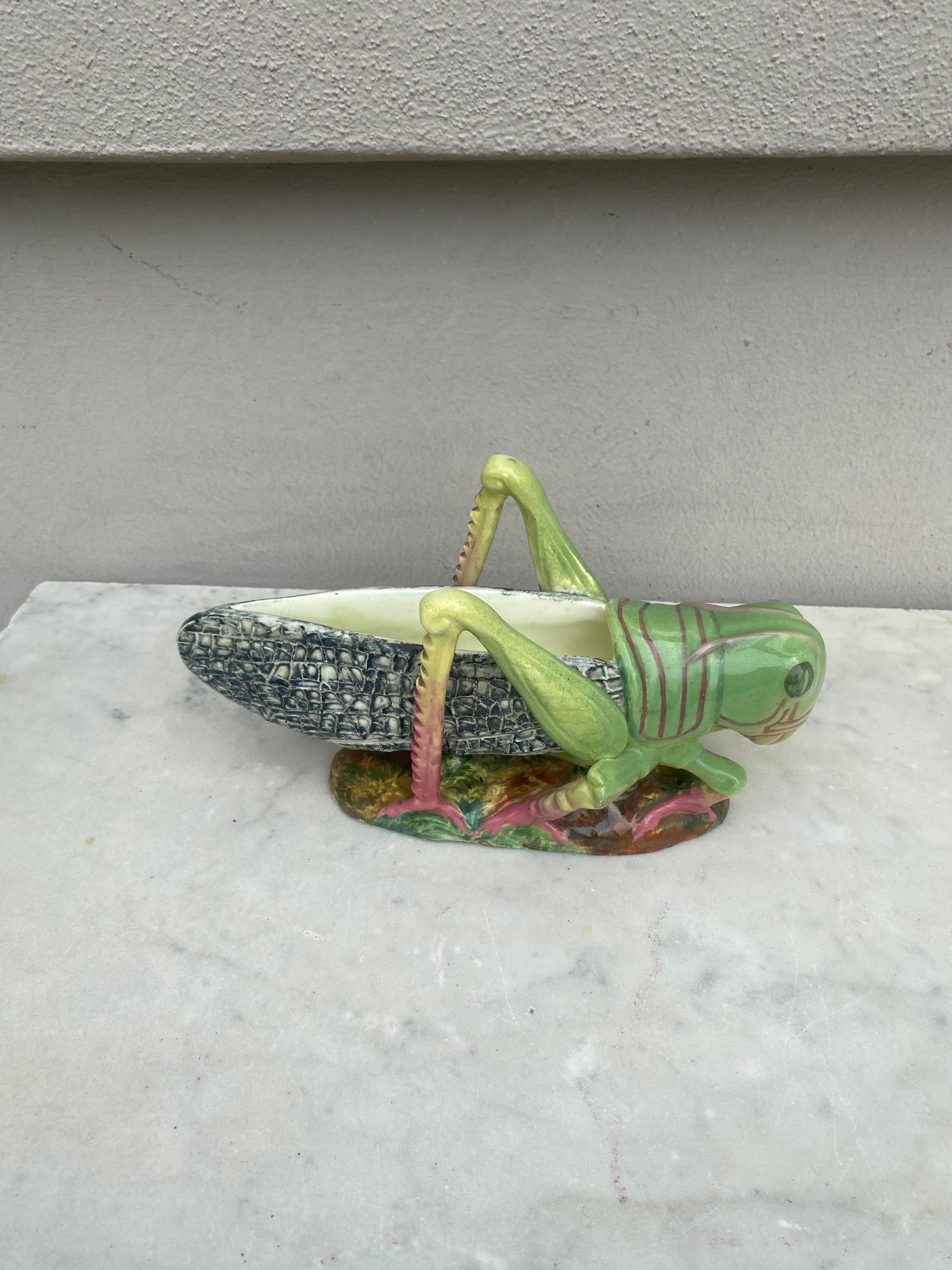 French Majolica Grasshopper Jardinière Vallauris Circa 1920 2