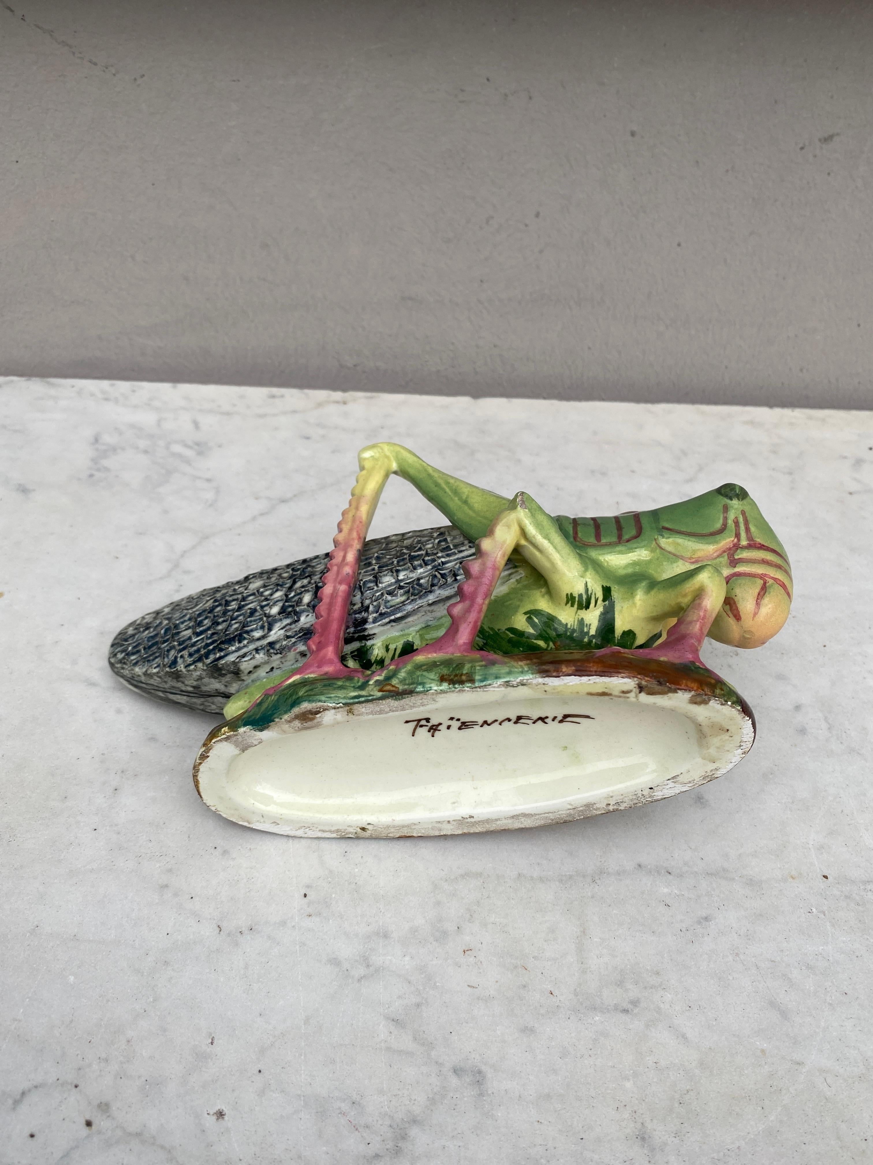 French Majolica Grasshopper Jardinière Vallauris Circa 1920 3